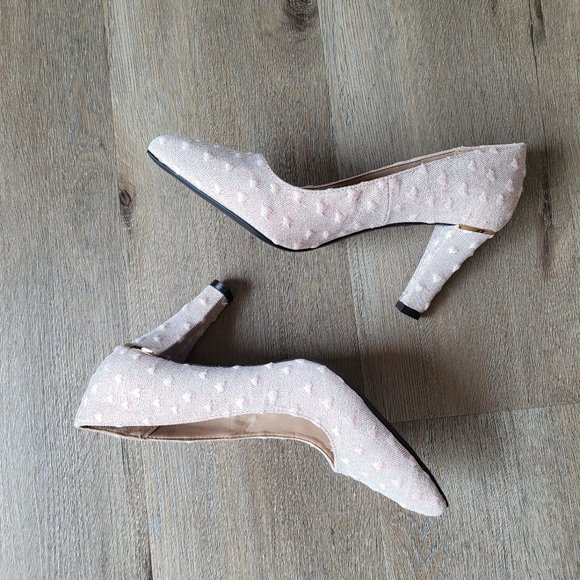 Pink Embroidered Heart Pointy Toed Pumps Size 39 - Picture 3 of 8